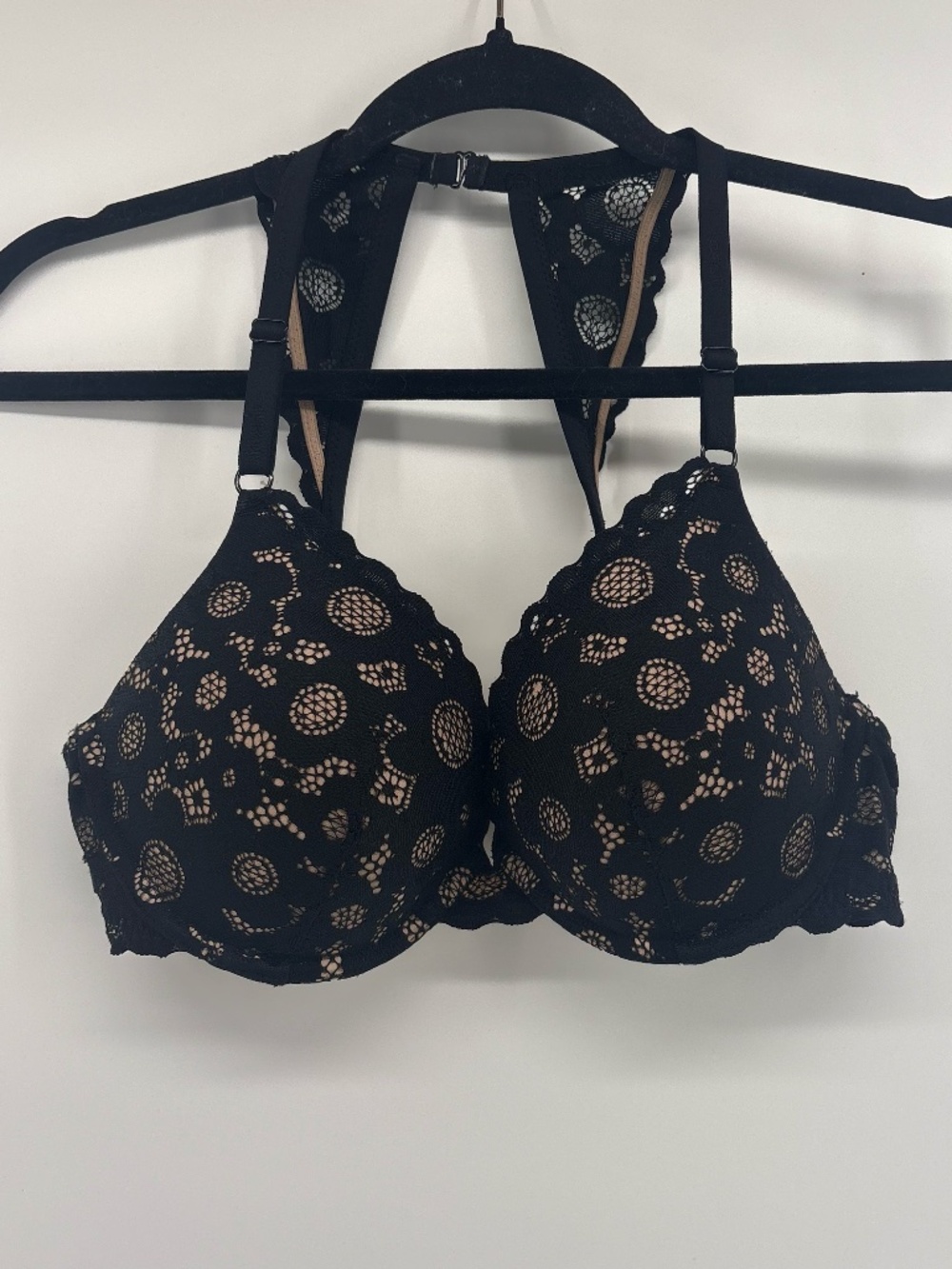 Aerie Lacey wired padded push up bra adjustable straps high back size 34D